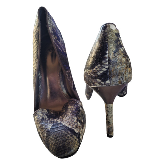Worthington Women Snakeskin Metallic Stiletto Heels Sz 10 Pointed Toe Club Shoes - Picture 9 of 9